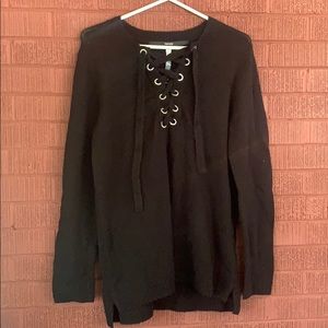 Kensie Black Lace up sweater